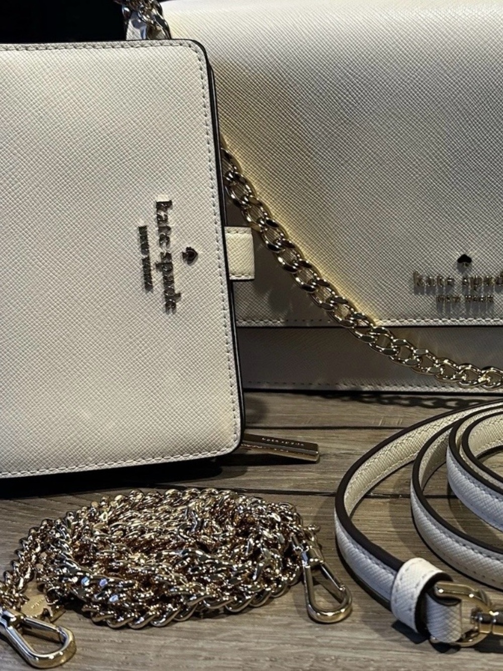 Kate Spade Cream Saffiano Leather Crossbody Bag + Wallet SET Multi-Strap Set x3 - Picture 1 of 15